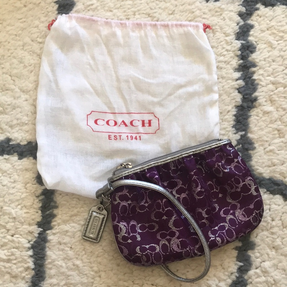 Purple Coach wristlet